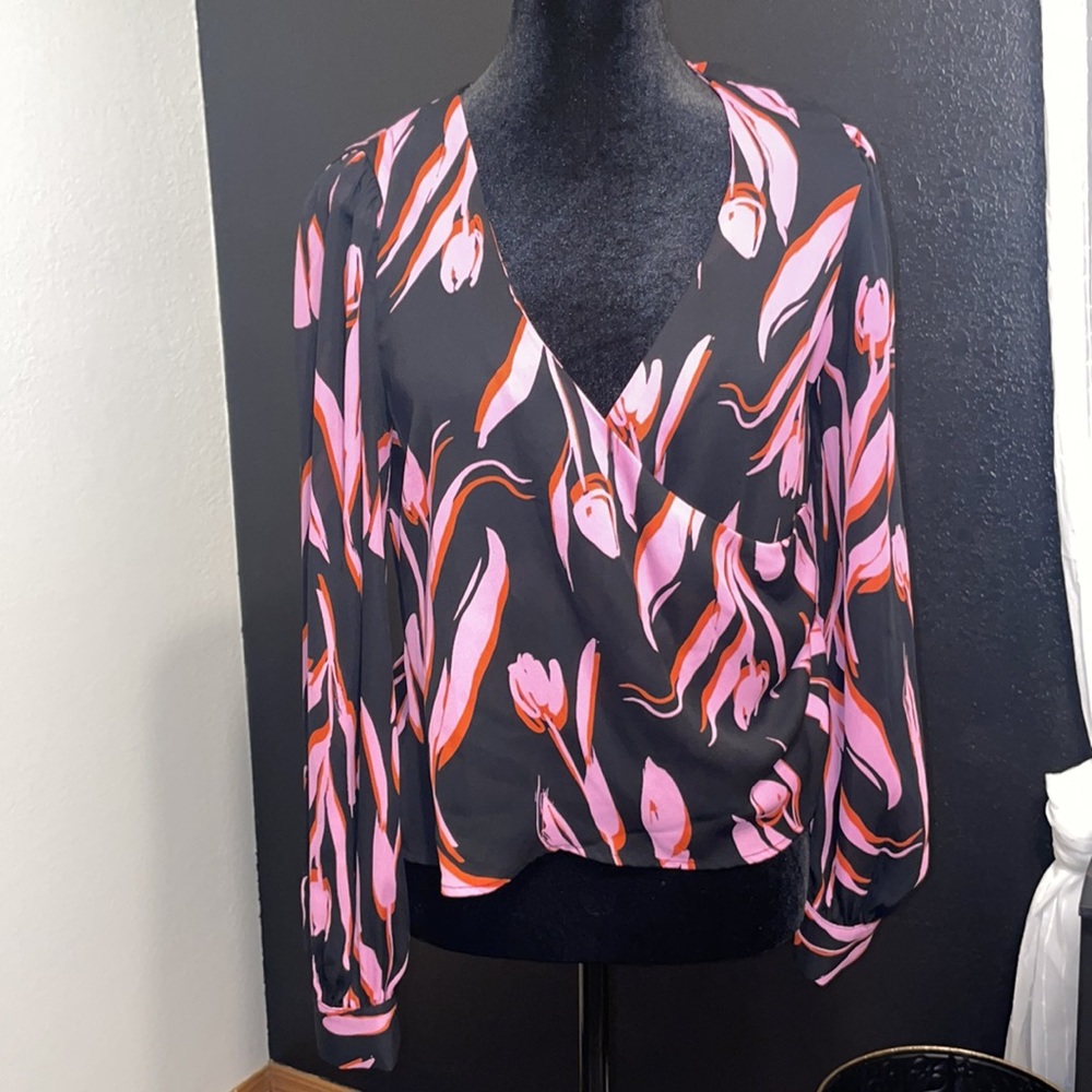 ✨Lush Long sleeve sheer wrap blouse